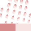 24pcs Short Oval False Nail French Gradient Pink Press On