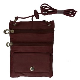 New PASSPORT Leather ID Holder Neck Travel Pouch Wallet (Burgundy)