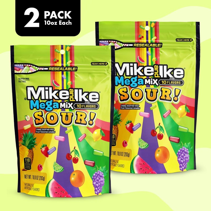 Mike and Ike Mega Mix Sour Candy, 2 Pack of