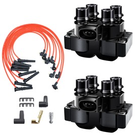 MAS Set of 2 Ignition Coil Pack & 8 Pcs Spark plug Wire Set Compatible with Ford Mercury Lincoln Contour E-150 Escort Explorer Mustang Ranger Town Car Mark VIII 4.6L V8 Replacement for FD487 DG530