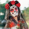 Carnival Headband and Veil Face Tattoo, Dia de los Muertos