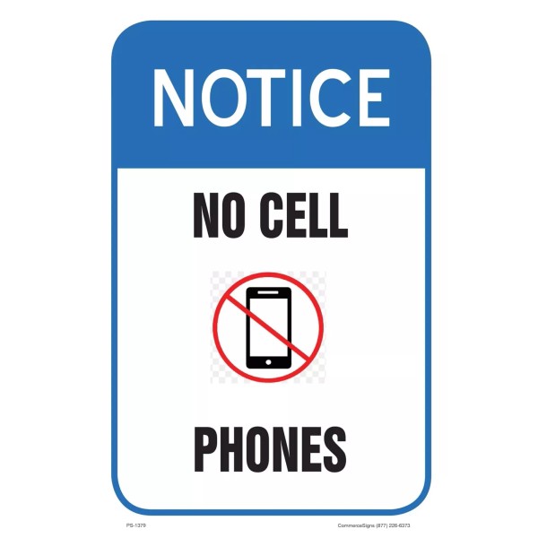 CommerceSigns No Cell Phones | Single-sided Parking Sign | 12"W