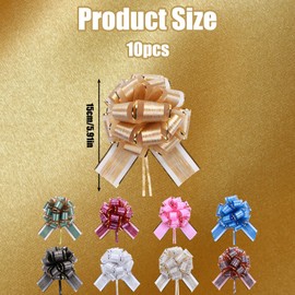TZMFHD 10 Pack Tree-Textured Floral Pull Bows, 15 cm Diameter Decorative Bows for Gift Wrapping, Wedding Car Ribbon, Party Decorations in 10 Elegant Colors