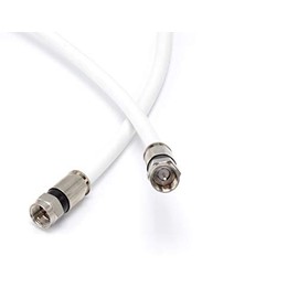 35' Feet, White RG6 Coaxial Cable (Coax Cable) with Weather Proof Connectors, F81 / RF, Digital Coax - AV, Cable TV, Antenna, and Satellite, CL2 Rated, 35 Foot