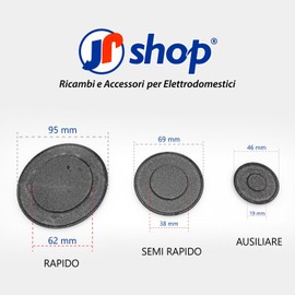JPshop - Set mit 4 Brennern mit anpassbaren Kochplatten für Herd, kompatibel mit Delonghi