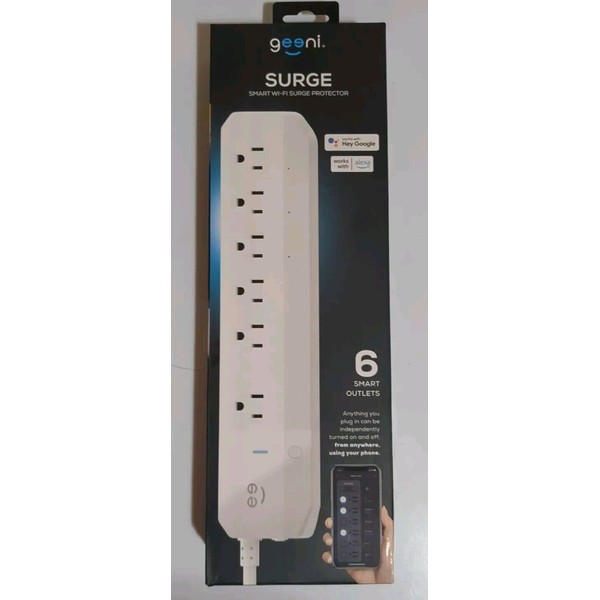 Geeni Smart Surge Protector 6-Outlet Power Strip – Wi-Fi Enabled