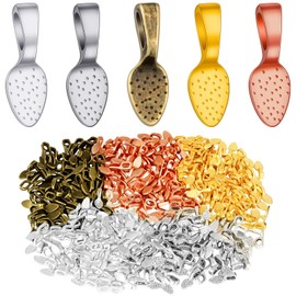 400 Pieces Spoon Glue on Bails Pendants Oval Jewelry Glue on Earring Bails Pendants Small Spoon Bail Earring Charms for Jewelry Crafts Making Supplies,15 x 5 mm, 5 Colors