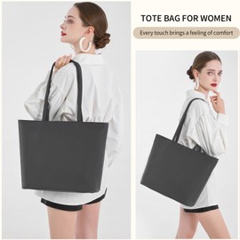 MORGLOVE Waterproof Shopper Bag for Women, Large Tote Bag, Handbag with Zip and Pockets, darkgray, L