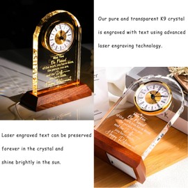 Retirement Clock Gifts for Women Men, Happy Retirement Gifts for Boss Coworkers, Going Away Gift for Retired Friends Leaving Presents for Leader Teacher, K9 Crystal Clock with Light Wooden Base