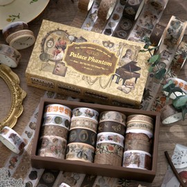 Auguro 18 Rolls Vintage Victorian Washi Tape Set Journal Tape for Crafts and Journaling DIY Scrapbooking Supplies washi Tape for Scrapbooking Decorative Tape