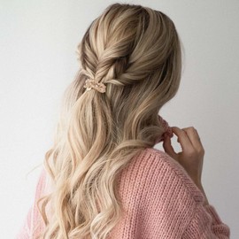 Zoestar Crystal Hair Scrunchies Beads Elastic Hair Bands Ponytail Holder Fashion Hair Accessories for Women and Girls (Pack of 3) (Set 2)