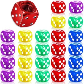 Taicols 20 Pieces Acrylic Dice Valve Cap for Bike Bicycle Truck Dice Style Motorcycle Tire Multicolored Motorcycle