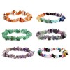Pack of 6 Natural Gemstone Chakra Crystal Chip Stone Bracelet