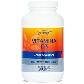 VITAMINA D3 | Naturagel Vitamina D3 | Suplemento Alimenticio para la Salud General | 200 Softgels de 500 mg