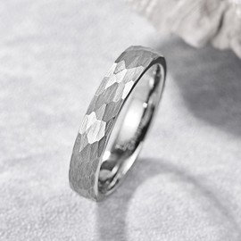 083BASE Tungsten Carbide Ring - 4mm/6mm/8mm Width, Hammered Design, Steel or Black Colour, Unisex Partner Ring or Engagement Ring