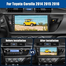 【2+64G】 AWESAFE Android 13 Car Radio Stereo for Toyota Corolla 2014 2015 2016, 10 Inch Touch Screen with Wireless CarPlay Android Auto