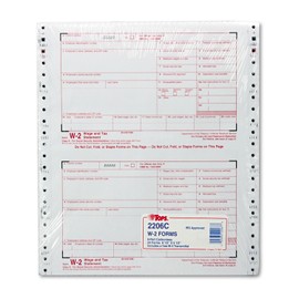 TOPS 2206C W-2 Tax Forms, 6-Part Carbonless, 5 1/2 x 8 1/2, 24 W-2s & 1 W-3
