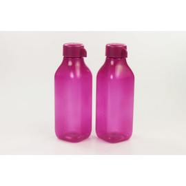 TUPPERWARE Eco 500 ml (2) To Go Bottle Square EcoEasy Square Dark Pink 28913