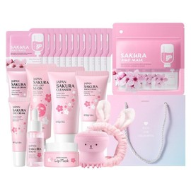 Skin Care Sets & Kits, Cherry Blossom Skincare Set for Teenage Girls, Sakura Skincare Set For Teen Girls, Complete Skin Care Set For Teen Girls & Women Travel Size