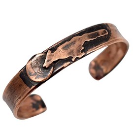 American Made Rustic Copper Cuff Bracelet – Running Fox Motif (Large Size, suitable for 7.75" to 8" wrist)