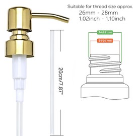 AUNRGO Gold Soap Dispenser Pump Replacement - 304 Stainless Steel Hand Liquid Soap and Lotion Dispenser Pumps Replacement for Regular Mouth Bottles, Standard 28/400 Neck Size,2 Pack
