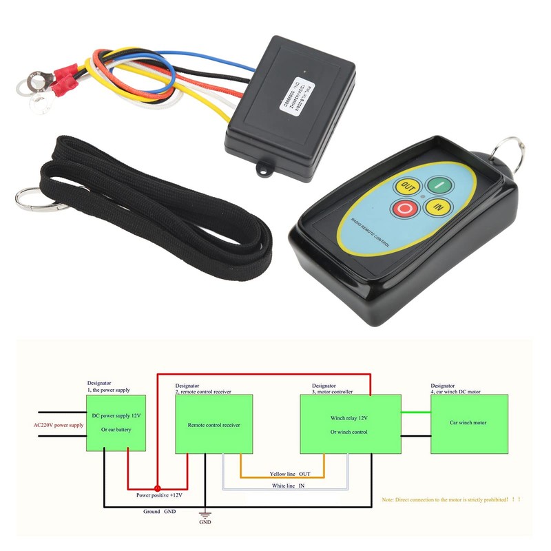 BYERZ Wireless Winch Remote Control Kit, 12V/24V, Stable Signal, Long