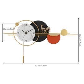 GDAE10 Extra Large Giant Wall Clock,35.4 * 19.7inches,Silent Non-Ticking,Modern Decorative Wall Clocks for Bedroom, Kitchen, Home, Living Room