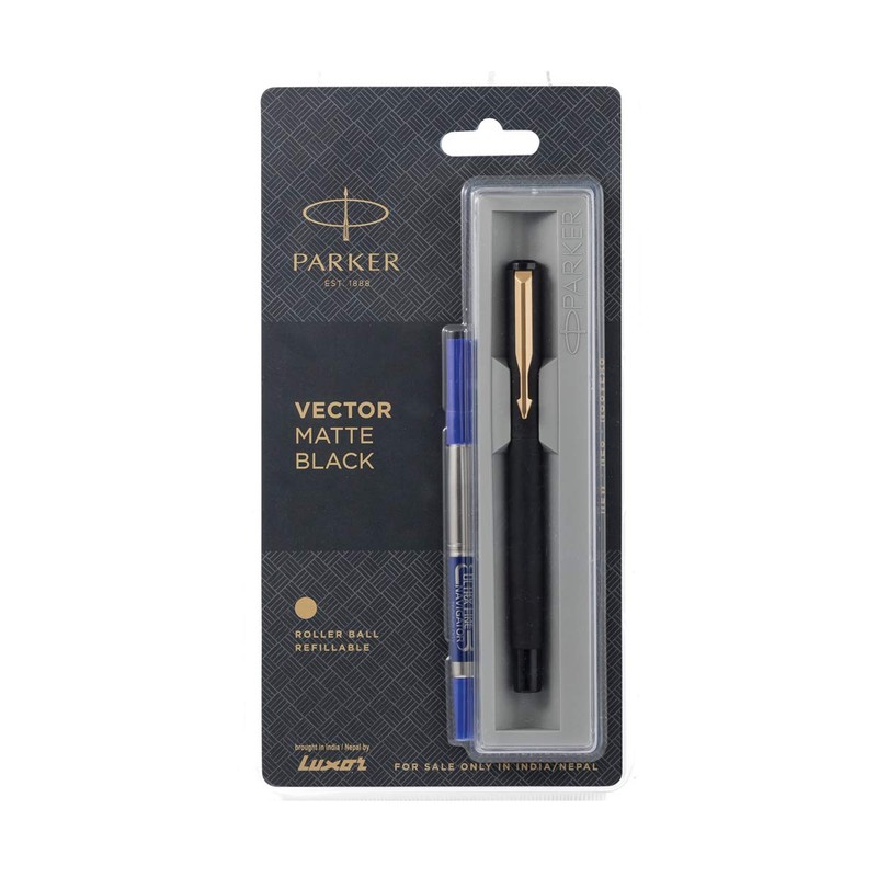 Parker Vector GT Matte Black Roller Ball Pen, Blue