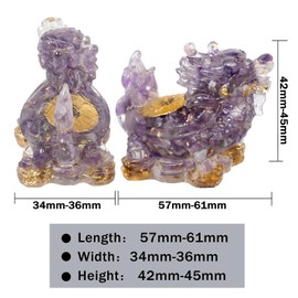 Nupuyai Amethyst Stone Dragon Turtle Crystal Figure, Resin Gold Coin Dragon Turtle Statue Gift for Wealth, Gemstone Healing Stone Feng Shui Decoration for Office, Home, Garden, 1 Piece