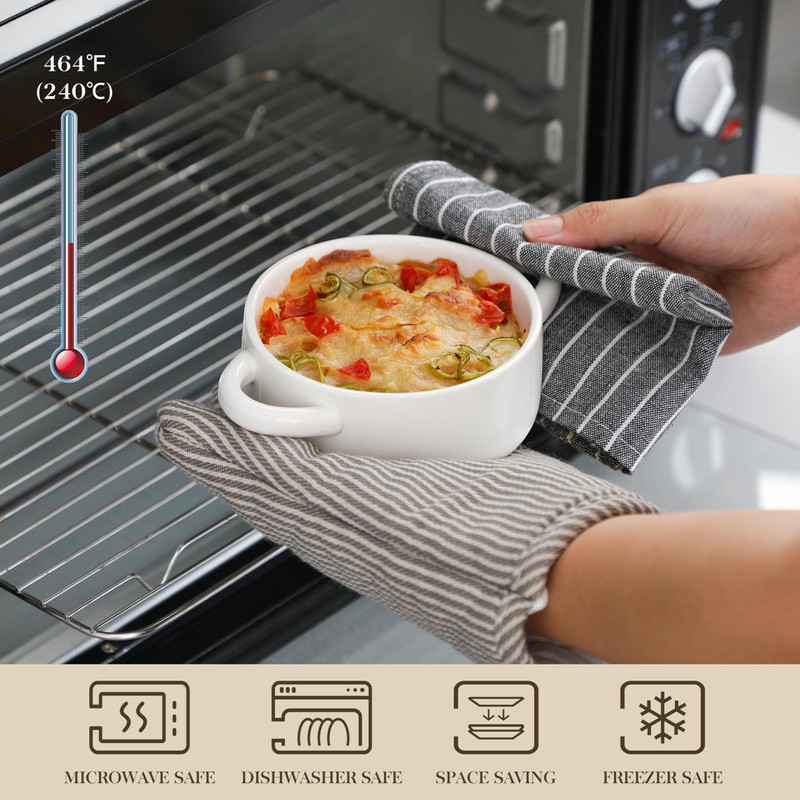 MALACASA Mini Cocotte Set - 14 OZ Small Casserole Dishes