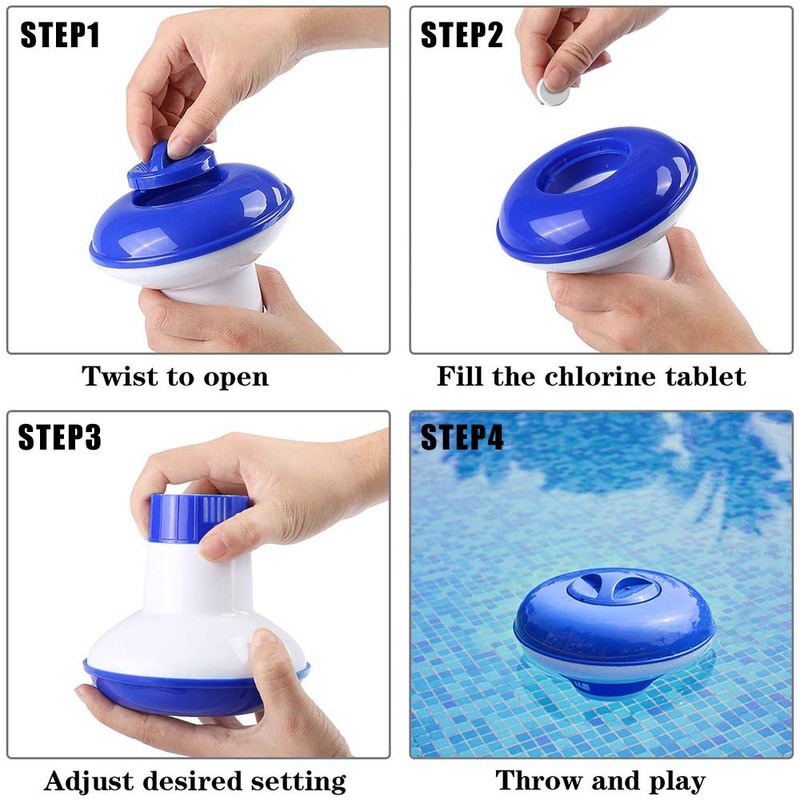 Floating Dispenser Chlorine Tablets Hot Tub Swimming Pool Spa, Floating
