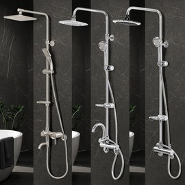 Integrated Shelf Rainfall Shower System for Bathroom Remodel Rainfall 3000 Gooseneck