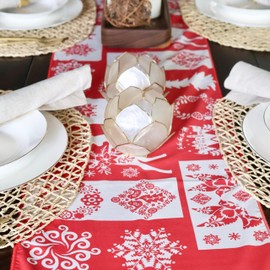 Lang Horn Weihnachts-Tischläufer Rot, Winter Tisch Dekoration, Moderne Küche, Esstisch-Dekoration , Party, Wohnzimmer-Dekor, Herbst Tischläufer ( LANG 30cm x 270cm )