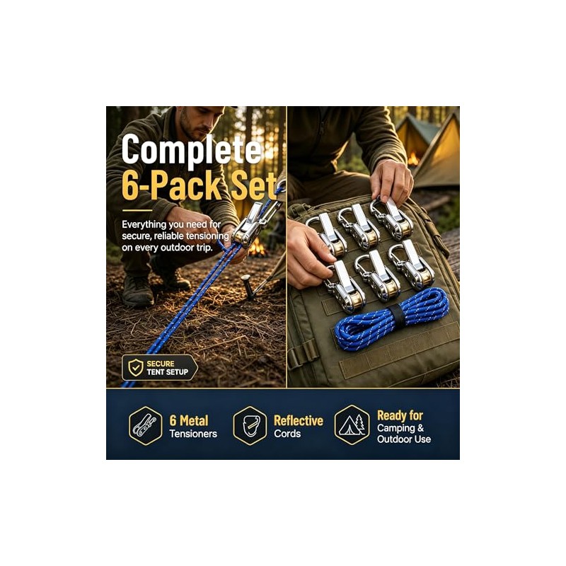 6-Pack Heavy-Duty Paracord Adjusters for Outdoor Activities