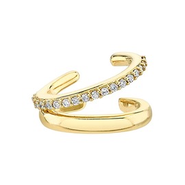 ZOYA JEWELRY DESIGN 14K Gold Plated 925 Sterling Silver Cubic Zirconia Ear Cuff for Women and Girls - Hypoallergenic, Trendy, Cute TikTok Jewelry, Elegant Gift (WE5023)