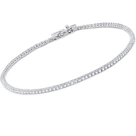 1.3mm Delicate Round Cut AAA Cubic Zirconia Tennis Bracelet for Women in 925 Sterling Silver Unique Gif for her - 7" Inch Length, 7 inch, Metal, cubic-zirconia