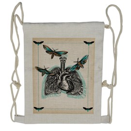 Lunarable Trippy Art Drawstring Backpack, Human Biology Lungs Moth, Sackpack Bag