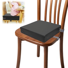 CEWROM Booster Seat Chair, Children's Seat Cushion, Chair Cushion, Foam Chair Raiser, PU Washable Non-Slip Chair Raiser Children with 2 Safety Buckles (Grey)