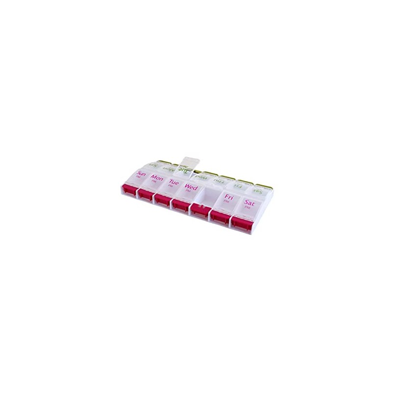 AM-PM FLIP UP Push Button Pill Box