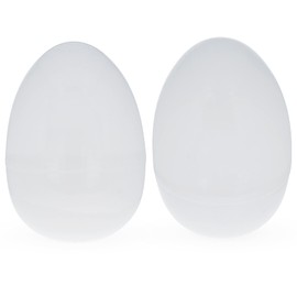 Set of 2 White Plastic Jumbo Size Easter Eggs 10 Inches