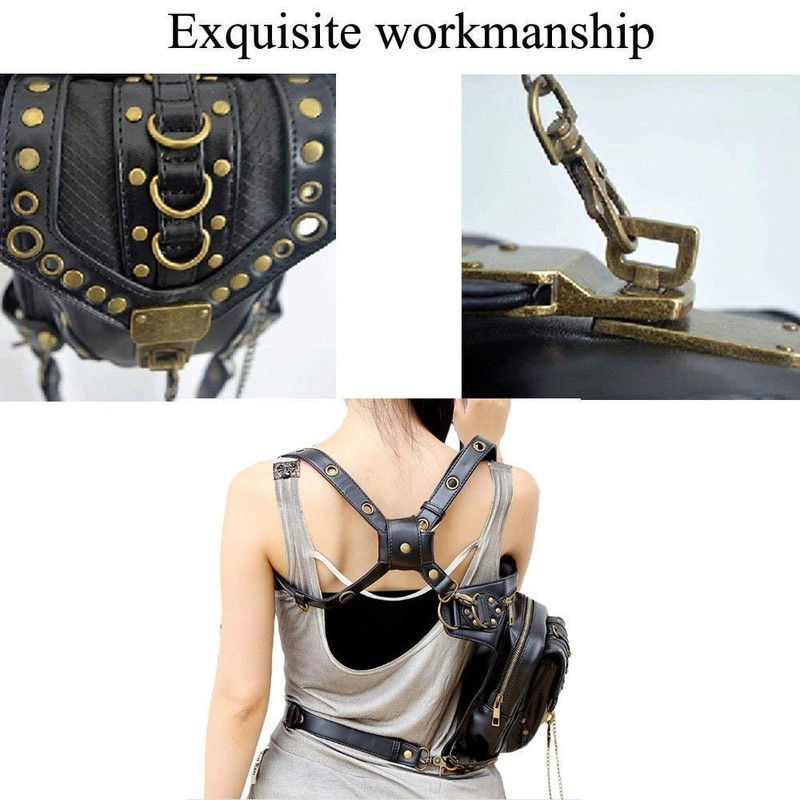 Steampunk Riñonera Riñonera para muslo, bolso de piel gótico para