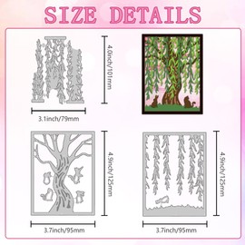DELORIGIN Cutting Dies with Willow Tree Motif for Crafts Cards Cutting Template Made of Carbon Steel Embossing Stencils Frame Cutting Dies 2025 for Cards Albums Invitations Gift Decoration