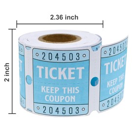 DGBDPACK 250 Raffle Tickets, 50/50 Double Roll Tickets for Raffles, Carnival, Door Prizes and Class Reward (Blue)