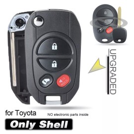 keyecu Upgraded Flip Remote Key Shell Fob for Toyota Highlander Sequoia Sienna Tacoma