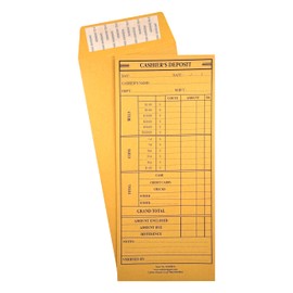 500 Cashier's Deposit Report Envelope, 4 1/2" x 10 3/8", Sturdy 24lb. Paper, Peel & Seal Closure, Cash Envelopes For Hotels, Restaurants, Gas Stations & Retailers, 500/Box (Brown Kraft (500 Count))