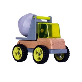 Udeas Mini Convertible Sand Toy Set, Wooden Toy from 3 Years, Wooden Truck Toy, Movable Mechanical Wooden Toy, Black Wheels Bright Colours