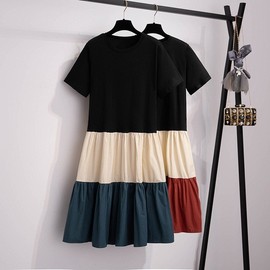 Maternity Summer Short-Sleeve Dress a20 - Online Celebrity Style for Pregnant Women Set 3XL/Brick Red 3ea