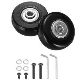 sourcing map Set of 1 Luggage Wheels Replacement 45 x 18 mm/1.8" x 0.7" Rubber Swivel Caster Bearing Wheels Repair Kits for Suitcase Inline Outdoor Skate,Black