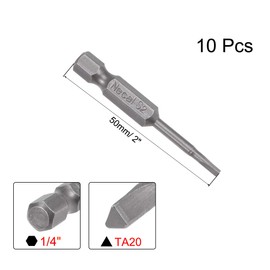 sourcing map 10 Pcs TA20 Magnetic Triangular Head Screwdriver Bits, 1/4 Inch Hex Shank 2-inch Length S2 Power Tools