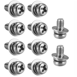 10pcs Pan Head Machine Screws M3*6mm with Cross Hole Pan Head Machine Screws Stainless Steel Flat Washers and Spring Washers Fastener Bolts for DIY Tools Electronics Repair Furniture Assembly